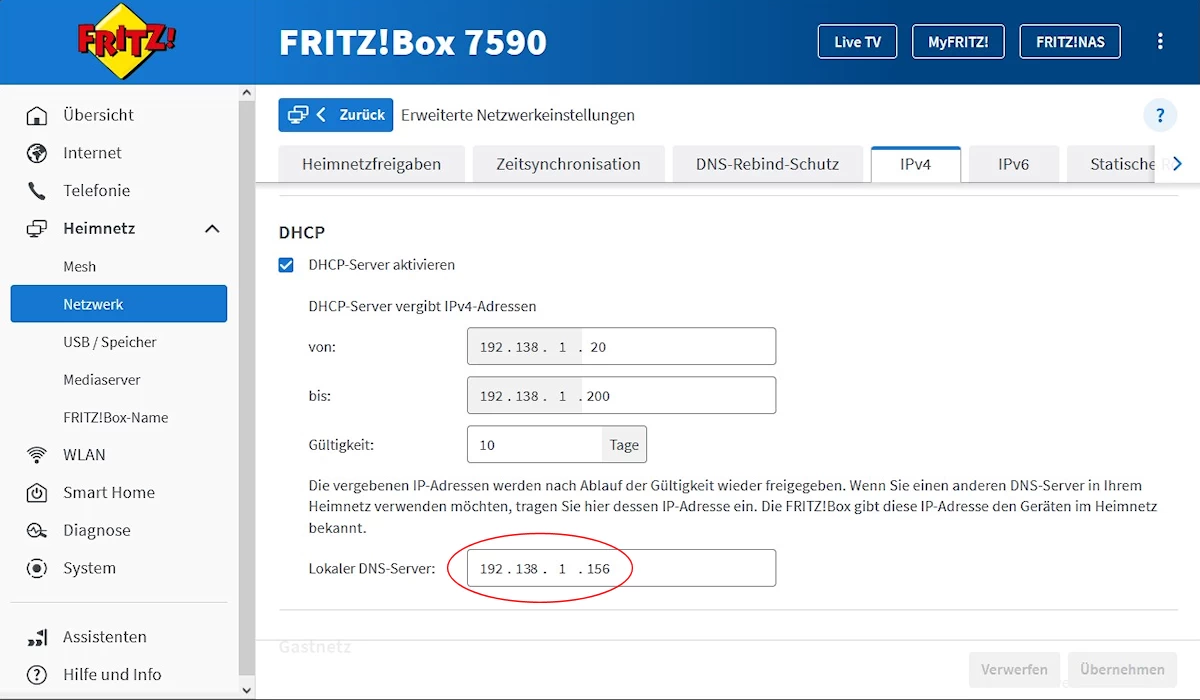 TrashBlock+ IP-Adresse als DNS eintragen